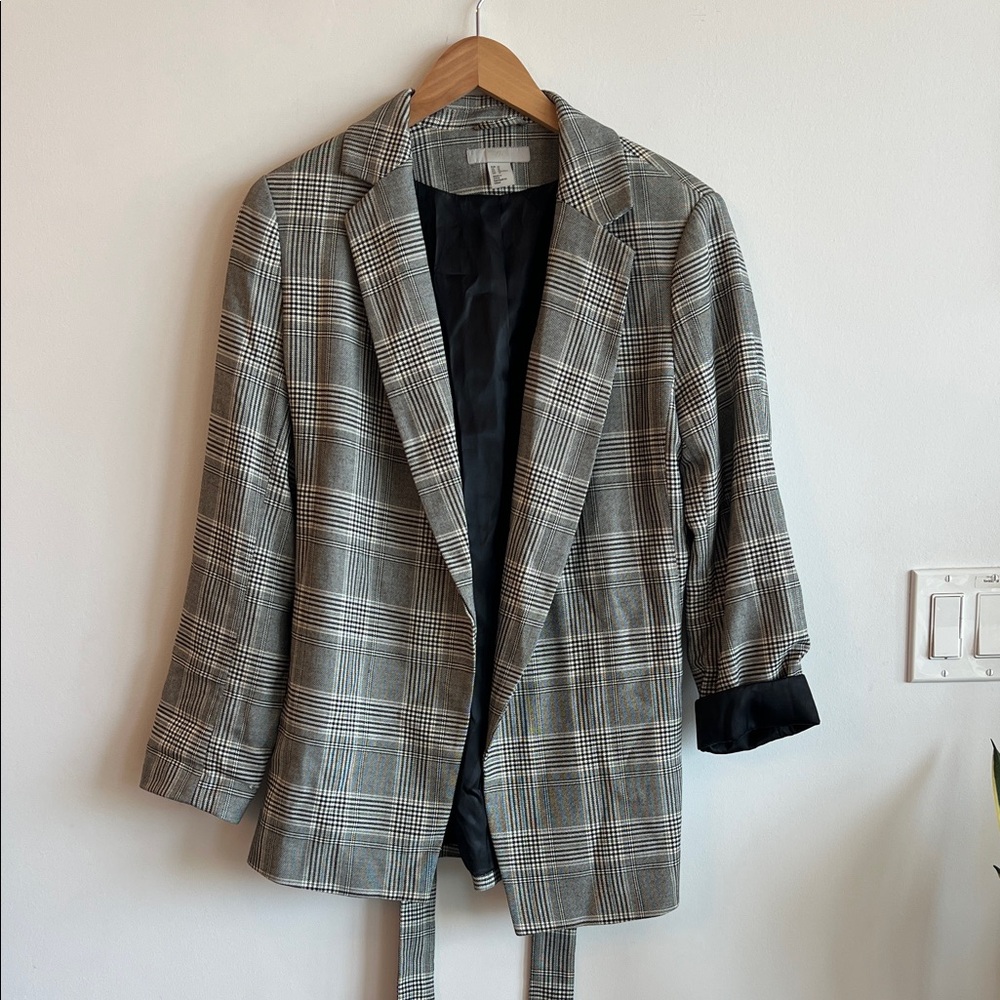 H&M Black and White Plaid Women's Blazer